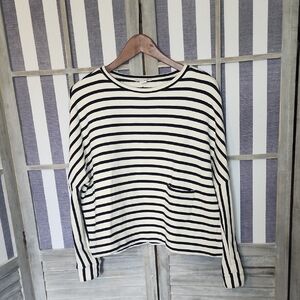 Anthropologie Intropia Black and White Striped Sweatshirt